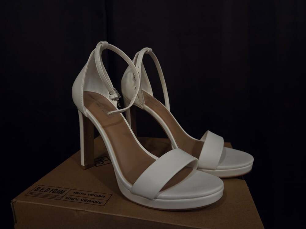 Call It Spring High Heel Platform Sandal Size 8.5 White Vegan